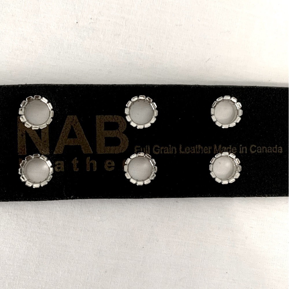 NAB Leather “The Brixton” Black Double Grommet 100% Full Grain Leather Belt - Picture 4 of 10